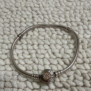 Pandora Silver Bracelet with Gold Accent in Lock.